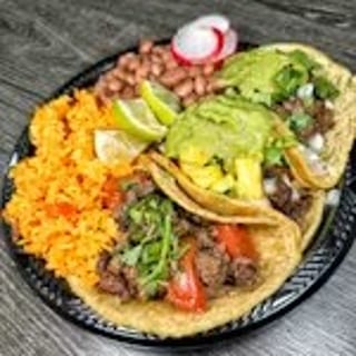 Lomo Saltado Taco Plate
