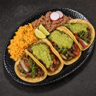 Lomo Saltado Taco Plate